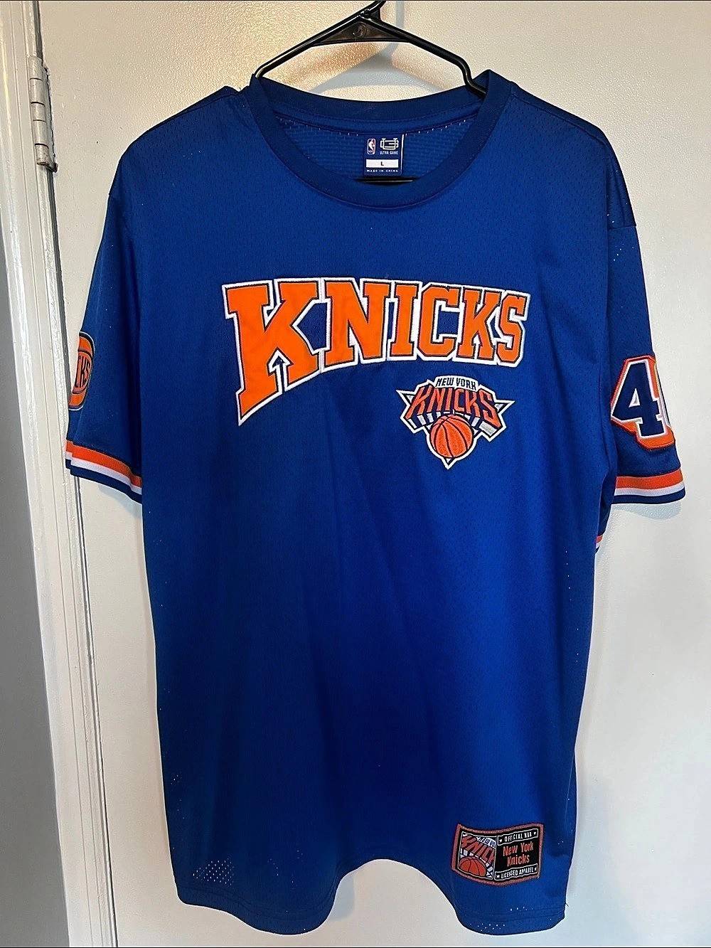 NBA New York Knicks jersey Men's Blue & Orange Size Large Like New